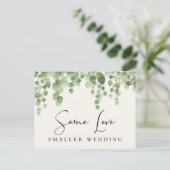 Zelfde liefde Kleinere bruiloft Eucalyptus Greener Aankondigingskaart (Staand voorkant)