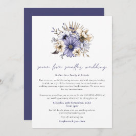 Zelfde Liefde Kleinere Bruiloft Florale Paarse Dec Aankondiging