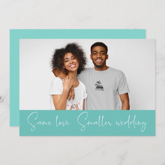 Zelfde Liefde Kleinere Bruiloft Foto Teal Aankondiging (Voorkant / Achterkant)