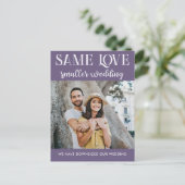 Zelfde liefde kleinere bruiloft met eenvoudige fot briefkaart (Staand voorkant)