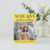 Zelfde liefde kleinere bruiloft met eenvoudige fot briefkaart (Staand voorkant)