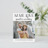 Zelfde liefde kleinere bruiloft met eenvoudige fot briefkaart (Staand voorkant)
