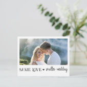 Zelfde liefde kleinere bruiloft met eenvoudige fot briefkaart (Staand voorkant)
