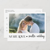 Zelfde liefde kleinere bruiloft met eenvoudige fot briefkaart (Voorkant / Achterkant)