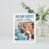Zelfde liefde kleinere bruiloft met eenvoudige fot briefkaart (Staand voorkant)