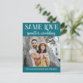 Zelfde liefde kleinere bruiloft met eenvoudige fot briefkaart (Staand voorkant)