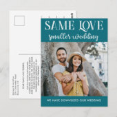 Zelfde liefde kleinere bruiloft met eenvoudige fot briefkaart (Voorkant / Achterkant)