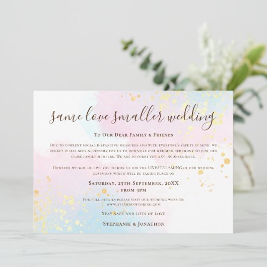 Zelfde Liefde Kleinere Huwelijks Script Roze Turko Aankondiging (Staand voorkant)