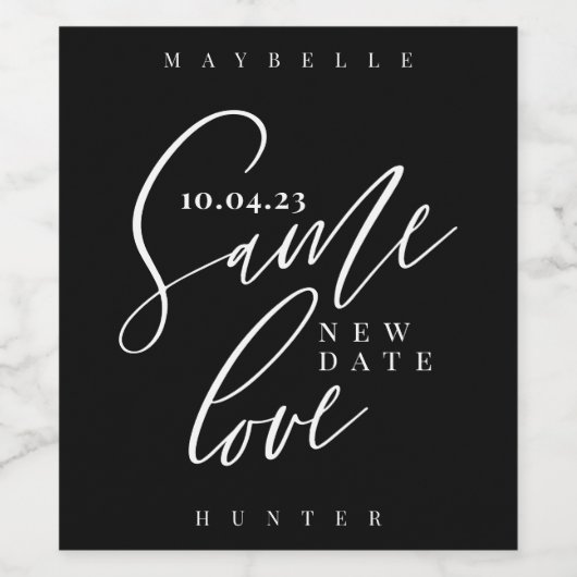 Zelfde Liefde Nieuwe Bruiloft Datum Elegante Kalli Wijn Etiket (Enkel label)