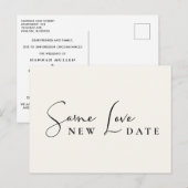 Zelfde Liefde Nieuwe Datum Trouwdatum Wijzigen Aankondigingskaart (Voorkant / Achterkant)
