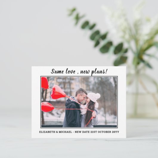 Zelfde liefde Nieuwe plannen Opslagdatum BUDGET Fo Briefkaart (Staand voorkant)