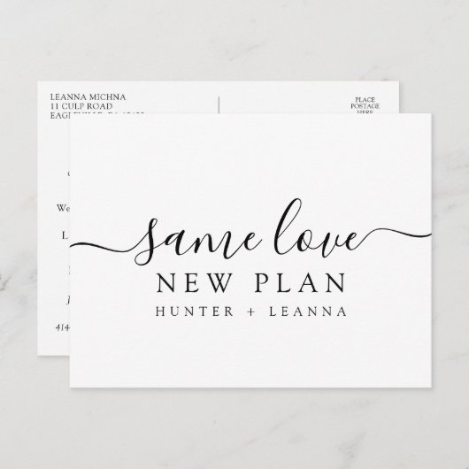 Zelfde Liefde Nieuwe Weddenschap Verander de Datum Briefkaart (Voorkant / Achterkant)