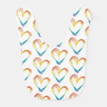Zelfde liefde - Rainbow Sketch Heart Tile Bib