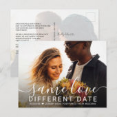 Zelfde Liefde Verschillende Datum Foto Uitgesteld  Aankondigingskaart (Voorkant / Achterkant)