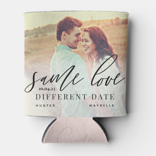 Zelfde liefde verschillende datum kalligrafie brui blikjeskoeler (Voorkant)