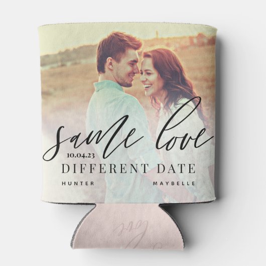 Zelfde liefde verschillende datum kalligrafie brui blikjeskoeler (Achterkant)