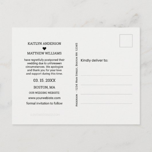 Zelfde liefde verschillende datum vervaagd foto ty aankondigingskaart (Achterkant)