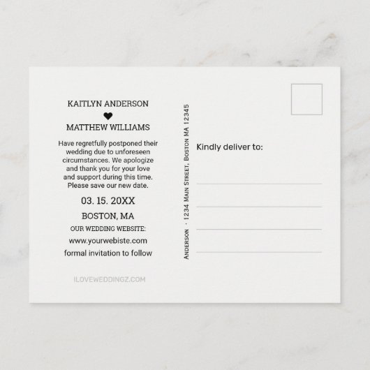 Zelfde liefde verschillende datum vervaagd foto ty aankondigingskaart (Achterkant)