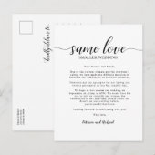 Zelfde liefdesbruiloft kleiner huwelijk briefkaart (Voorkant / Achterkant)