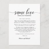 Zelfde liefdesbruiloft kleiner huwelijk briefkaart (Voorkant)