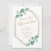 Zelfde liefdesdatum Eucalyptus Gold Foto Save The Date (Voorkant)