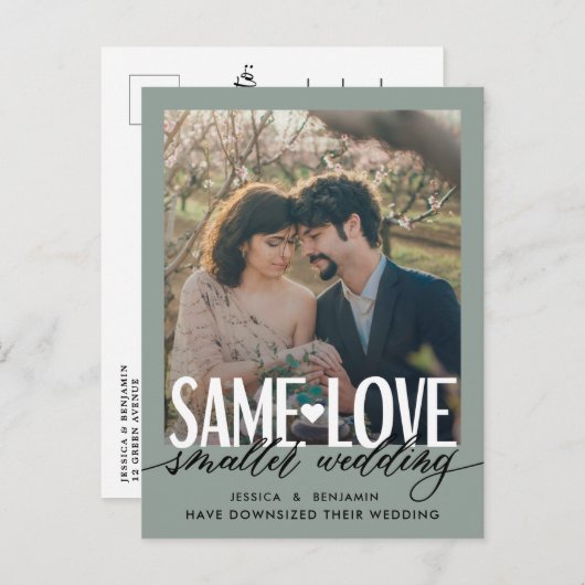 Zelfde liefdesdiepere bruiloft | Bijwerken bruilof Aankondigingskaart (Voorkant / Achterkant)