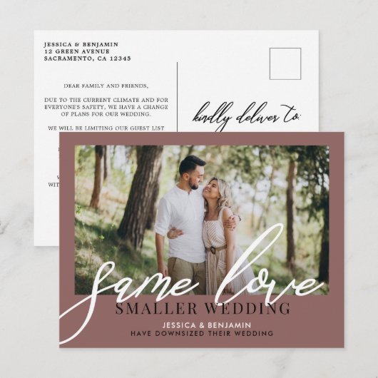 Zelfde liefdesdiepere bruiloft | Bijwerken bruilof Aankondigingskaart (Voorkant / Achterkant)