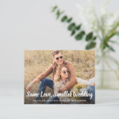 Zelfde liefdesfoto kleiner verkleind huwelijk aankondigingskaart (Staand voorkant)