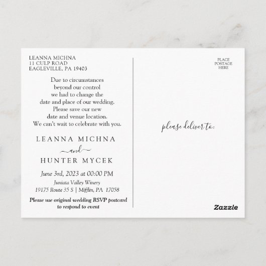 Zelfde liefdesnieuw plan Weddenschap Verander de d Briefkaart (Achterkant)