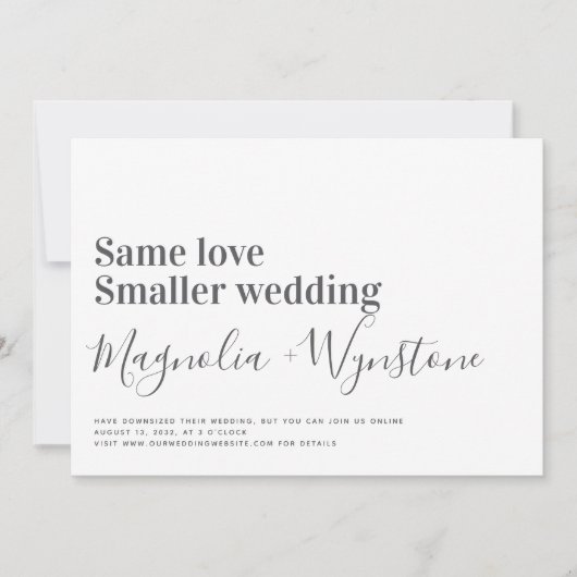 Zelfde liefdesuitnodiging voor kleinere bruiloft kaart (Voorkant)