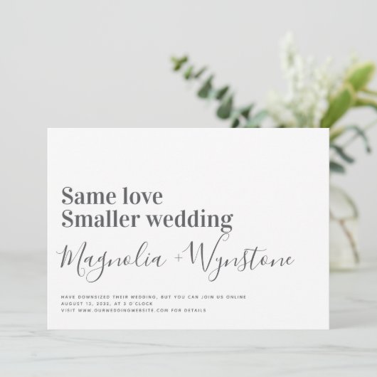 Zelfde liefdesuitnodiging voor kleinere bruiloft kaart (Staand voorkant)