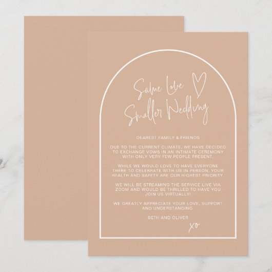 Zelfde liefdesverkleining van bruiloft met afgenom aankondiging (Voorkant / Achterkant)