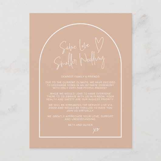 Zelfde liefdesverkleining van bruiloft met afgenom briefkaart (Voorkant)