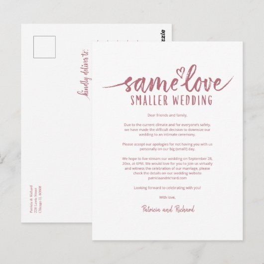 Zelfde Love Cute Heart Downsize Weddenschap Briefk Briefkaart (Voorkant / Achterkant)