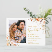 Zelfde 'Love New Date Autumn Floral Wedding Postpo Save The Date (Staand voorkant)
