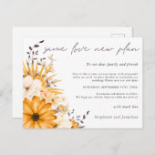 Zelfde 'Love New Plan' Datum Gellow Grey Floral We Aankondigingskaart (Voorkant / Achterkant)