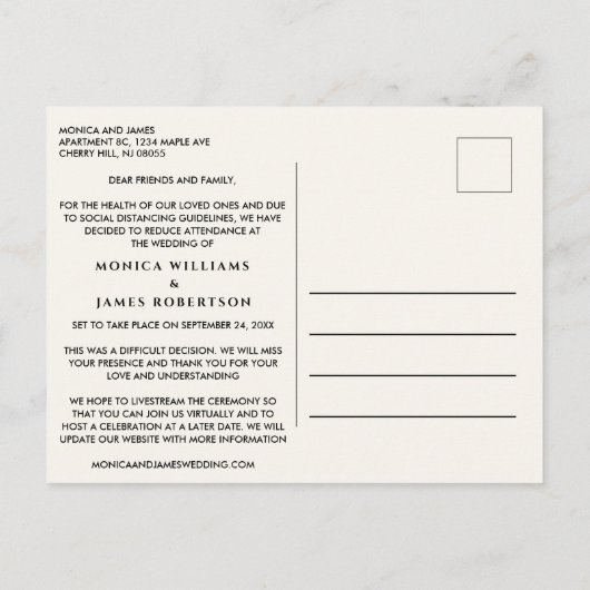 Zelfde Love New Plan Greenery Cream Smaller Weddin Aankondigingskaart (Achterkant)