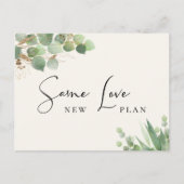 Zelfde Love New Plan Greenery Cream Smaller Weddin Aankondigingskaart (Voorkant)