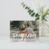 Zelfde Love New Plan Wedding Typography Foto Aankondigingskaart (Staand voorkant)
