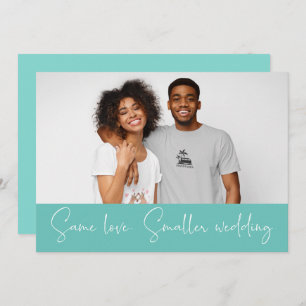 Zelfde Love Smaller Weddenschap Downsize Foto Blau Aankondiging