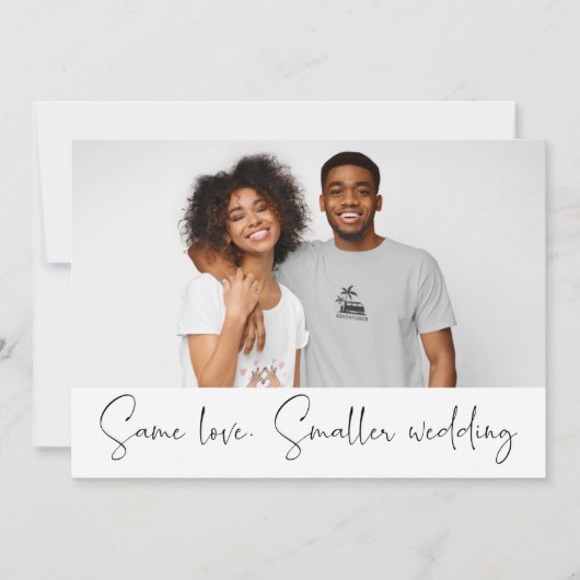 Zelfde Love Smaller Weddenschap Downsize Foto scri Aankondiging (Voorkant)