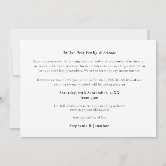 Zelfde Love Smaller Weddenschap Downsize Foto scri Aankondiging (Achterkant)