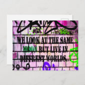 Zelfde maan Verschillende werelden kleurrijke graf Briefkaart (Voorkant / Achterkant)