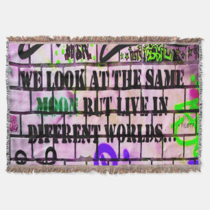 Zelfde maan Verschillende werelden kleurrijke graf Deken