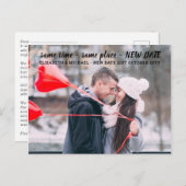 Zelfde plaats NIEUWE DATUM BUDGET Foto bruiloft Briefkaart (Voorkant / Achterkant)