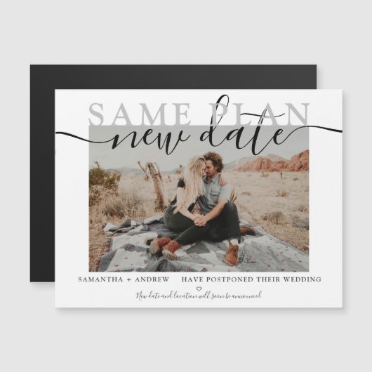 Zelfde plan nieuwe datum moderne typografie foto (Voorkant / Achterkant)