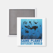 Zelfde planeet Verschillende World Scuba Diver Magneet (Voorkant / Achterkant)