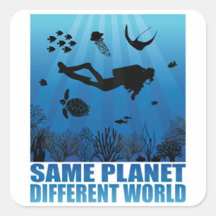 Zelfde planeet Verschillende World Scuba Diver Vierkante Sticker