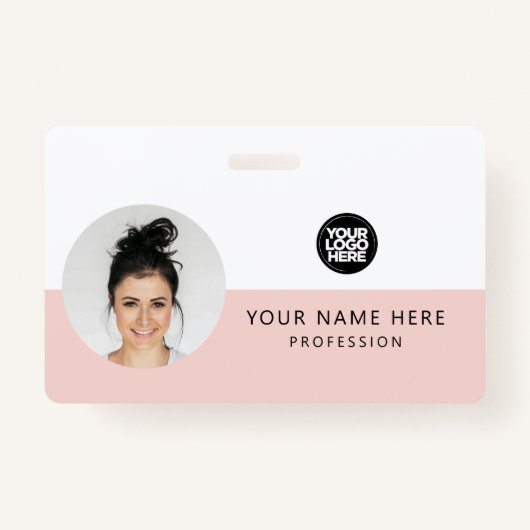 Zelfde voor en achter | Foto werknemer, Logo, naam Badge (Voorkant)