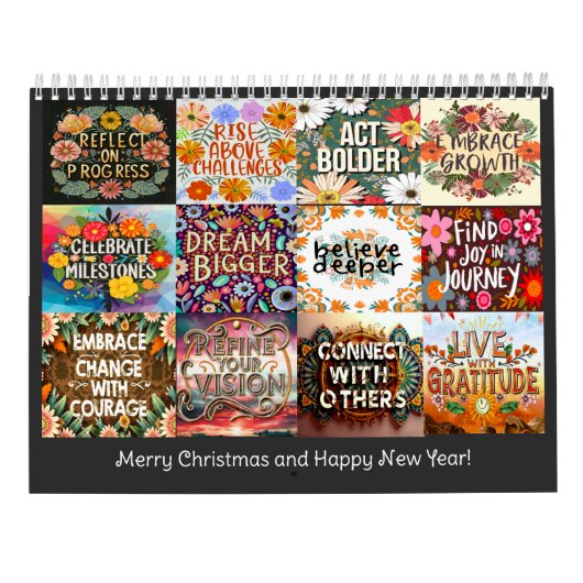 ZELFDOEL QUOTE KLASSIEKE BOHO THEMA JAARLIJKS KALENDER (Achterkant)